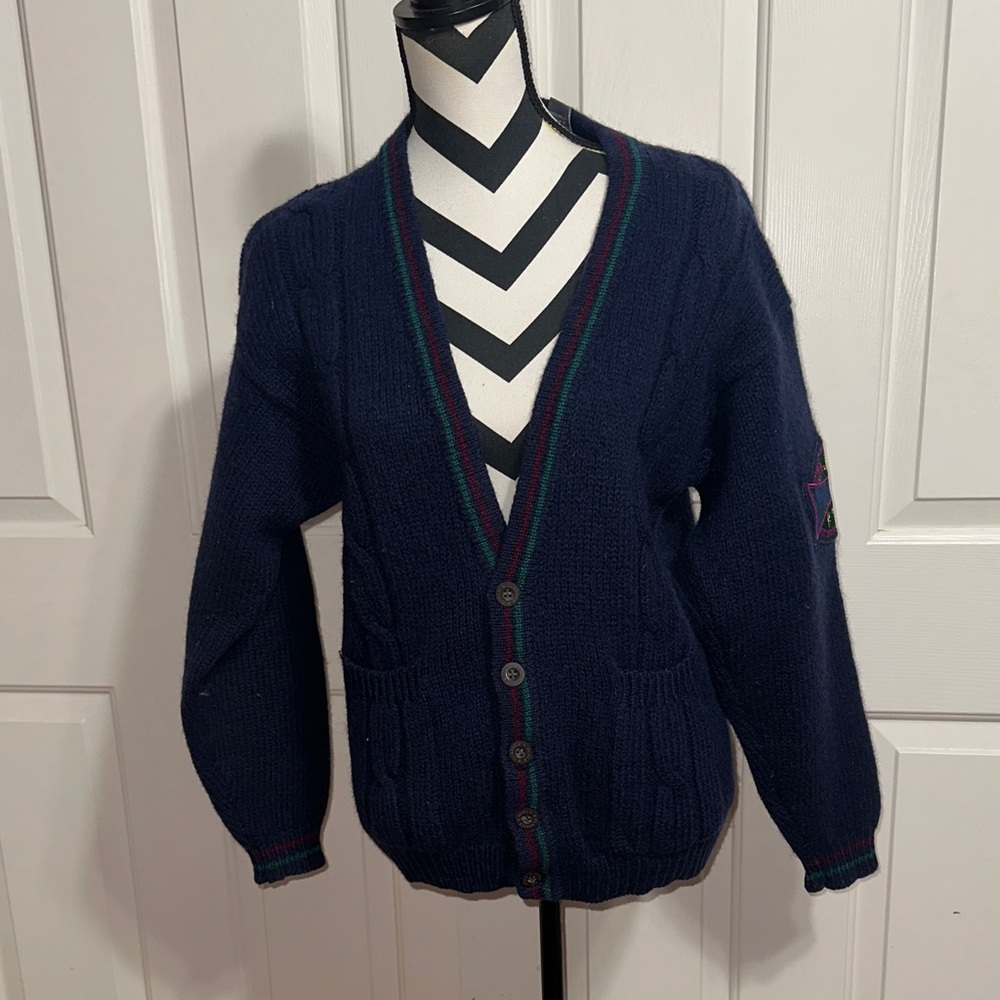 GAP Dark Blue Wool Grandpa Style Cardigan